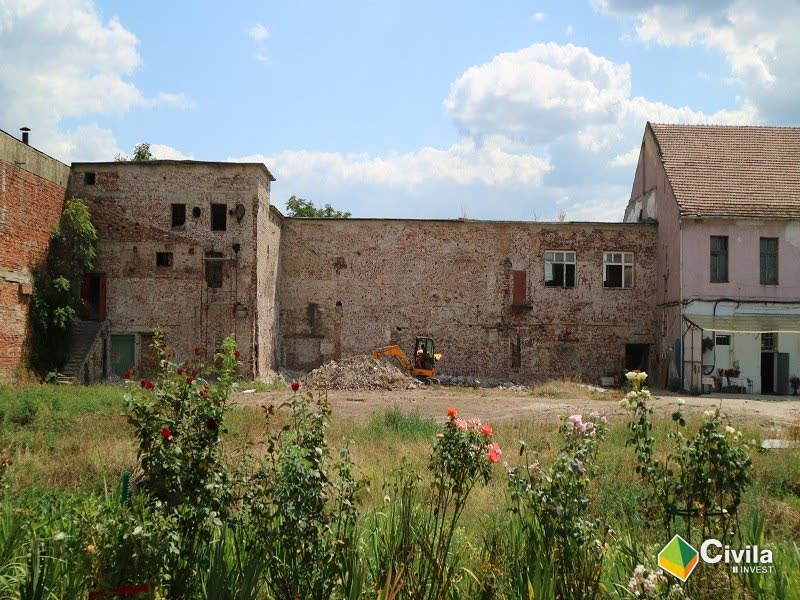 Clădirea Faber din Timișoara înainte de reabilitare — ziduri de cărămidă degradate